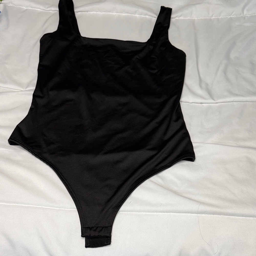 Classic Black Bodysuit with Square Neckline